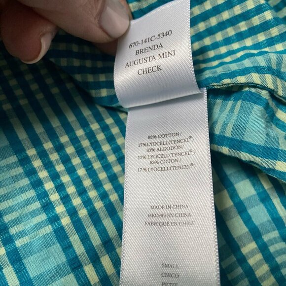 Rails Brenda Dress Augusta Mini Check Teal Yellow Size Small - Picture 11 of 12